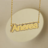 Crystal Name Necklace Personalized Name Pendant Chain CZ Crystal Jewelry