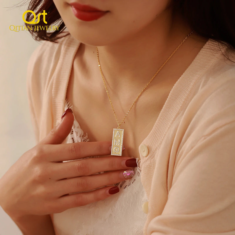 Crystal Name Necklace For Women Personalized Name Pendant Chain
