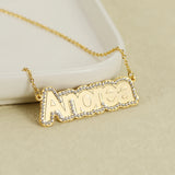 Crystal Name Necklace Personalized Name Pendant Chain CZ Crystal Jewelry