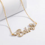 Crystal Name Necklace with Heart Pendant for Her