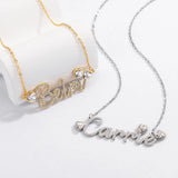 Crystal Name Necklace with Heart Pendant for Her