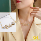 Crystal Name Necklace with Heart Pendant for Her