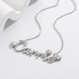 Crystal Name Necklace with Heart Pendant for Her