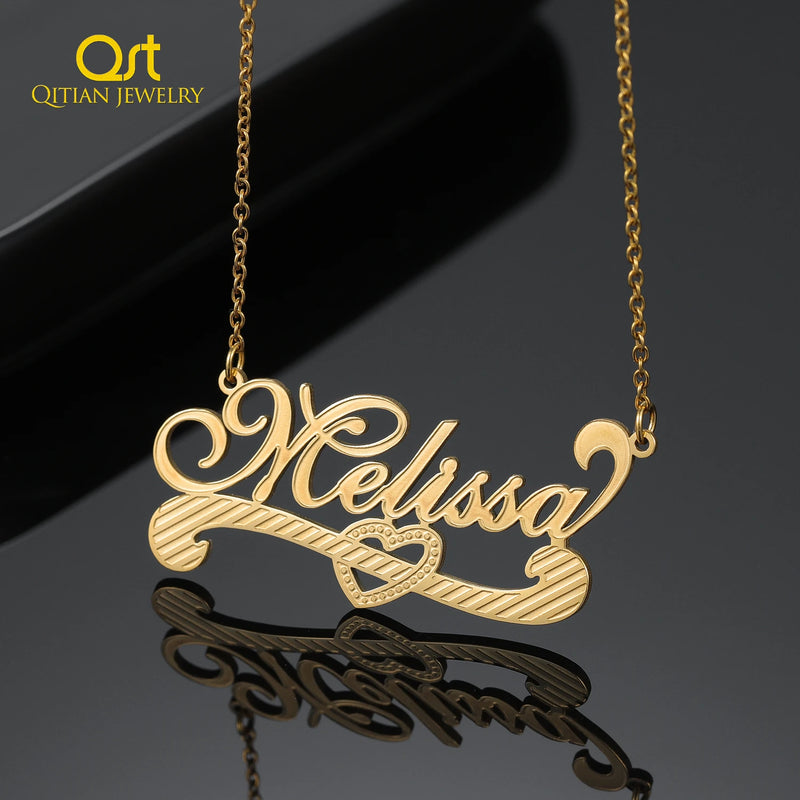 Heart Name Necklace Personalized Stainless Steel Name Jewelry
