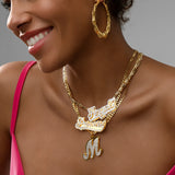 Personalized Double Plated Varsity Name Necklace Stainless Steel