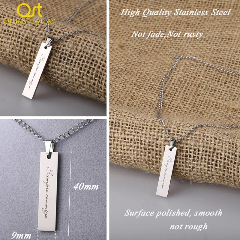 Personalized Laser Engraved Name Necklace - Stainless Steel