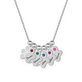 Engraved Dog Paw Necklace Personalized Pet Name Family Pendant Chain Jewelry