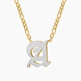 Gothic Initial Letter Necklace Double Plated Stainless Steel Pendant