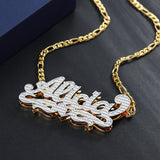 Double Plated Heart Name Necklace for Women Personalized Stainless Steel