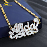 Double Plated Heart Name Necklace for Women Personalized Stainless Steel