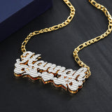Personalized Double Plated Love Bird Name Necklace for Women