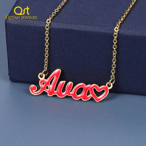 Enamel Jewelry Necklaces Heart Necklace Stainless Steel Pendant