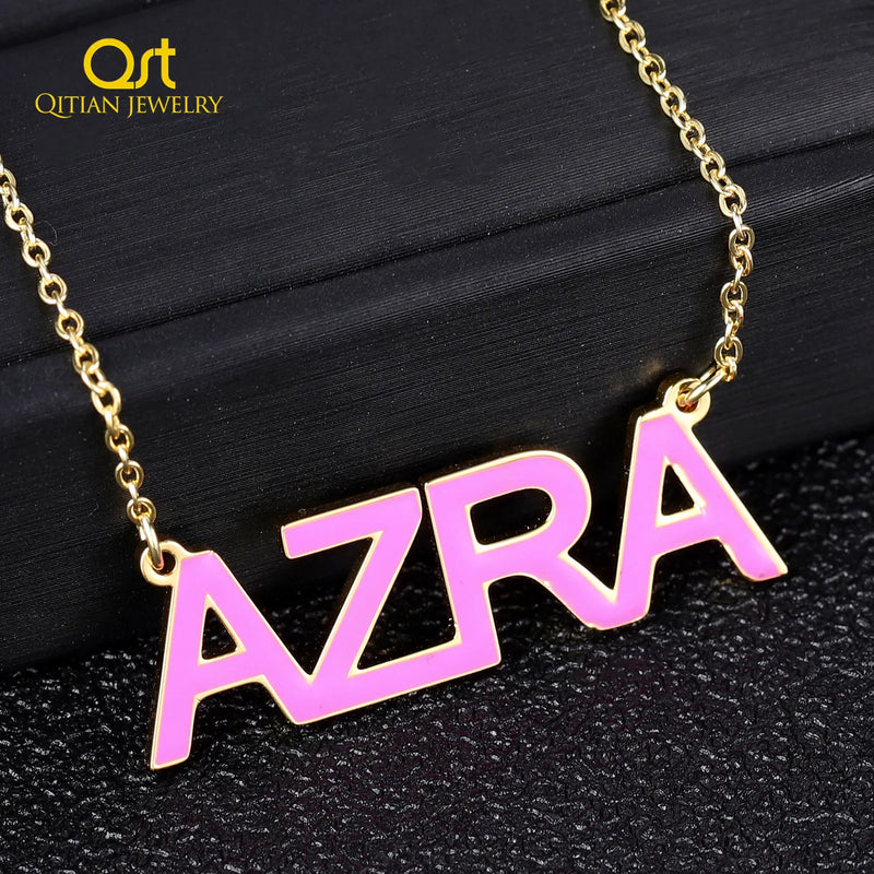 Enamel Necklace Stainless Steel Pendant Personalized DropOil Necklace