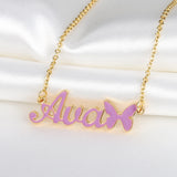 Enamel Necklace Name Necklace Stainless Steel Pendant Personalized DropOil