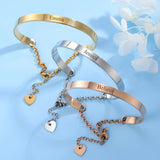 Custom Stainless Steel Heart Charm Mom Bracelet