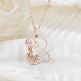 Initial & Birth Flower Necklace A-Z Personalized Dainty Jewelry