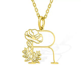 Initial & Birth Flower Necklace A-Z Personalized Dainty Jewelry
