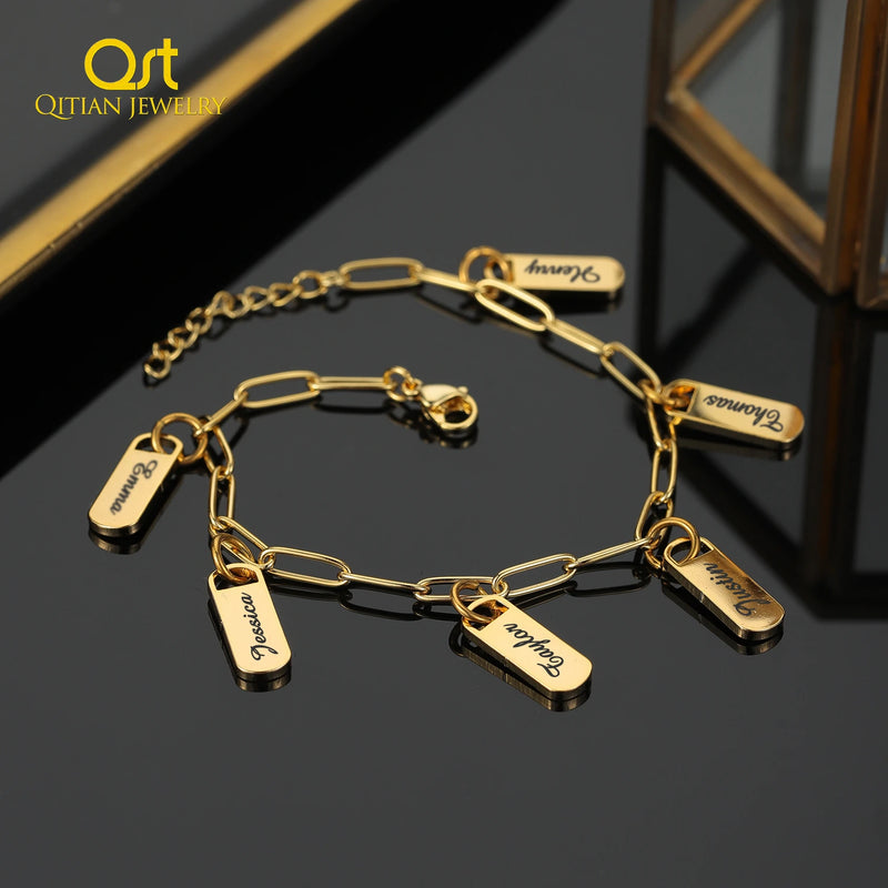 Personalized Stainless Steel Name Bracelet Engraved Text Gift