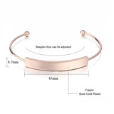 Personalized Rose Bangles Engraved Name Letters Date Open Bangles & Bracelets