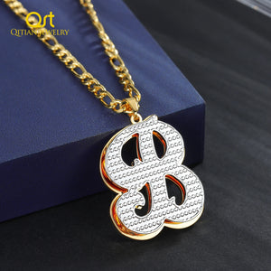 Personalized Double Plated Initial Necklace Stainless Steel Letter Pendant Chain