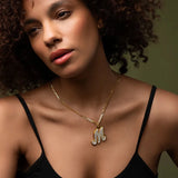 Personalized Double Plated Initial Necklace Stainless Steel Letter Pendant Chain