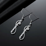 Personalized Name Earrings - Name Plate Earring - Infinity Drop Earrings