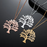 Personalized Tree of Life Necklace, Stainless Steel Pendant Chain