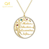 Family Tree Crystal Necklace BirthStone Stainless Steel Chain
