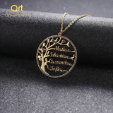 Family Tree Crystal Necklace BirthStone Stainless Steel Chain