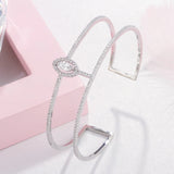 Crystal Zirconia Open Cuff Bracelet Bangle for Women
