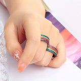 Micro Colorful Cubic Zircon Round Ring Women Wedding Jewelry F095