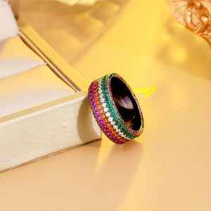 Micro Colorful Cubic Zircon Round Ring Women Wedding Jewelry F095