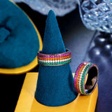 Micro Colorful Cubic Zircon Round Ring Women Wedding Jewelry F095