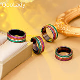 Micro Colorful Cubic Zircon Round Ring Women Wedding Jewelry F095