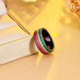 Micro Colorful Cubic Zircon Round Ring Women Wedding Jewelry F095