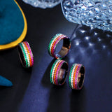 Micro Colorful Cubic Zircon Round Ring Women Wedding Jewelry F095