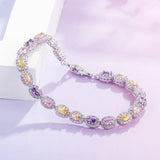 Colorful Micro Pave CZ Women Tennis Chain Cuff Bracelet S013