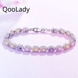 Colorful Micro Pave CZ Women Tennis Chain Cuff Bracelet S013