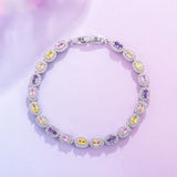 Colorful Micro Pave CZ Women Tennis Chain Cuff Bracelet S013