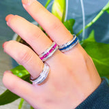 Red CZ Open Size Wedding Bands Rings for Women F092