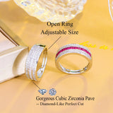 Red CZ Open Size Wedding Bands Rings for Women F092