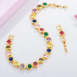 Rainbow CZ Crystal Tennis Bangle Bracelet for Women Lady Party