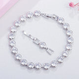 Rainbow CZ Crystal Tennis Bangle Bracelet for Women Lady Party