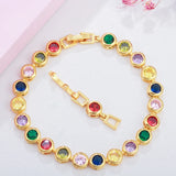 Rainbow CZ Crystal Tennis Bangle Bracelet for Women Lady Party