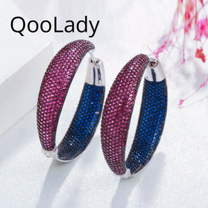 Red Cubic Zirconia Big Circle Hoop Earring Wedding Jewelry E255