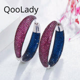 Red Cubic Zirconia Big Circle Hoop Earring Wedding Jewelry E255