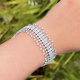 Big Cubic Zirconia Wide Bridal Bracelet for Women S038