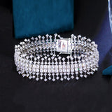Big Cubic Zirconia Wide Bridal Bracelet for Women S038
