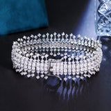 Big Cubic Zirconia Wide Bridal Bracelet for Women S038