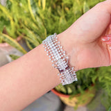 Big Cubic Zirconia Wide Bridal Bracelet for Women S038